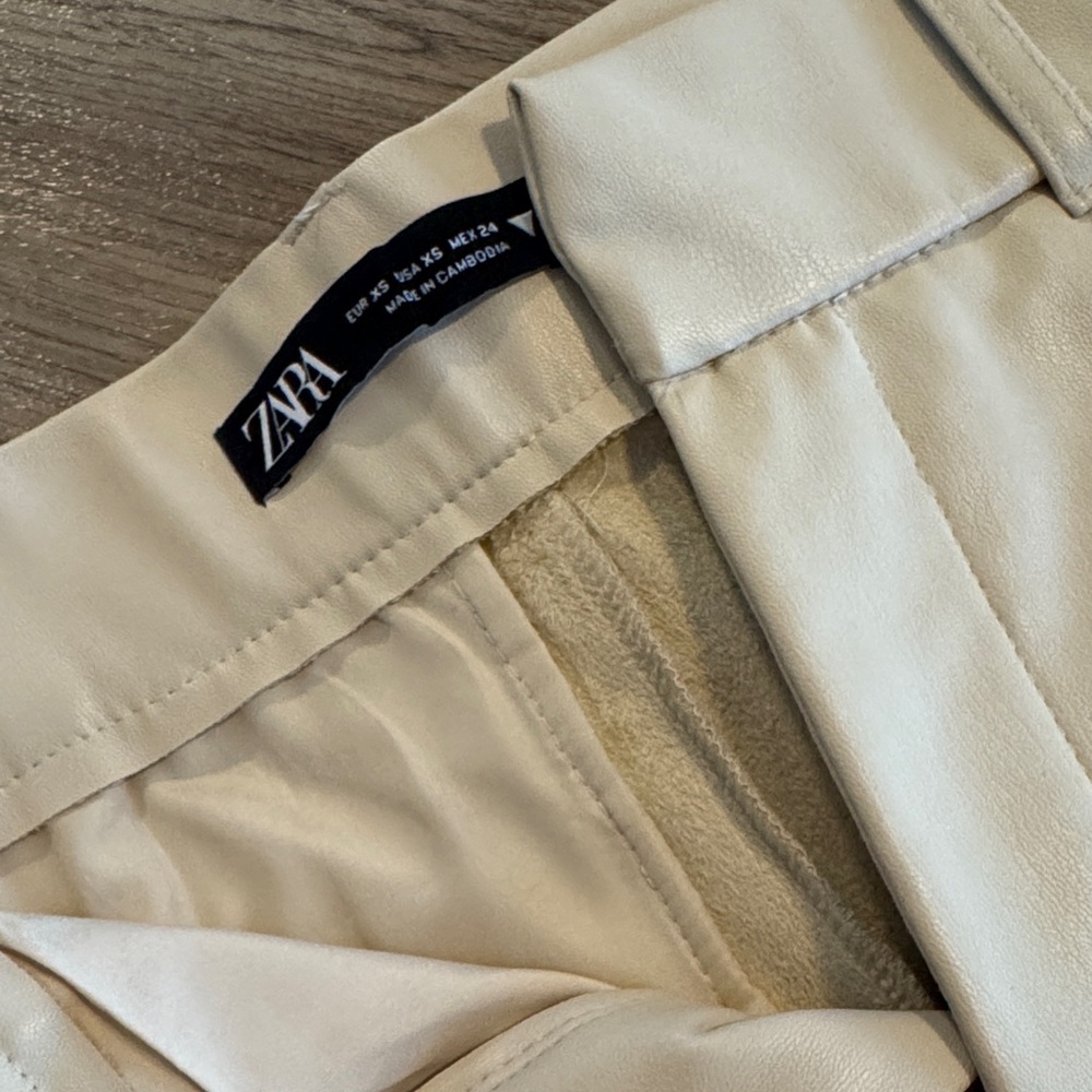Cream Leather Women’s Pants Straight Leg - Picture 3 of 3
